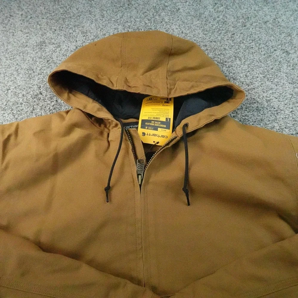 NEW Carhartt Jacket Mens L Brown Duck Canvas Active Jac Work Bomber Coat J130